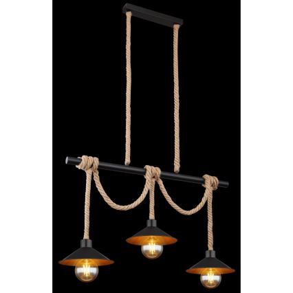 Globo 15690-3H - Lámpara colgante con cable DIANA 3xE27/60W/230V negra