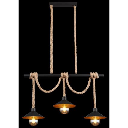 Globo 15690-3H - Lámpara colgante con cable DIANA 3xE27/60W/230V negra