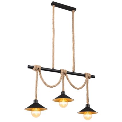 Globo 15690-3H - Lámpara colgante con cable DIANA 3xE27/60W/230V negra