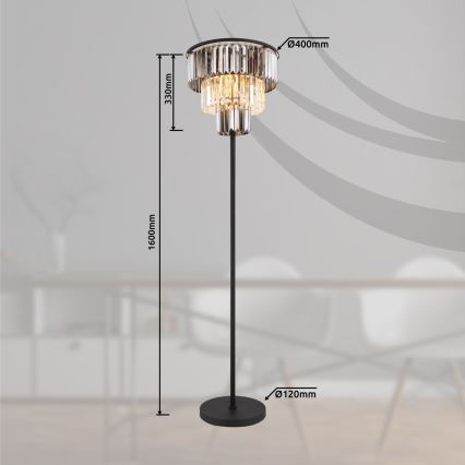Globo - Lámpara de pie 3xE27/40W/230V diá. 40 cm negro