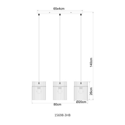 Globo - Lámpara colgante de cable 3xE27/60W/230V