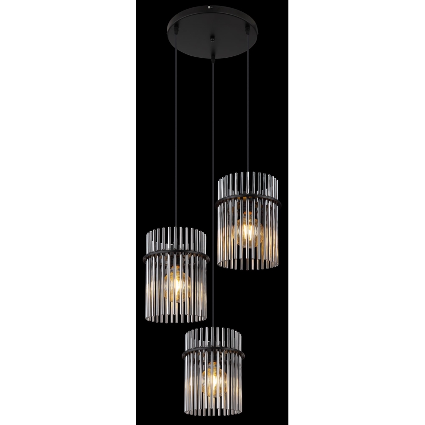 Globo - Lámpara colgante 3xE27/60W/230V diá. 47 cm negro