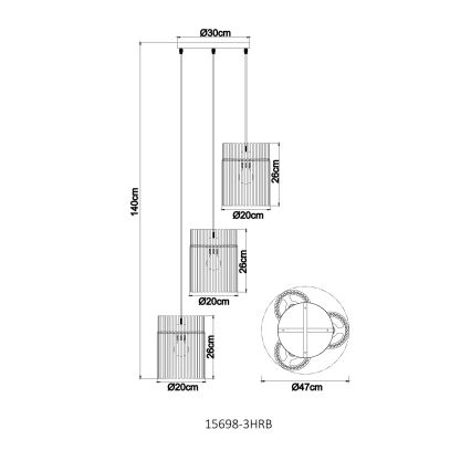 Globo - Lámpara colgante con cable 3xE27/60W/230V