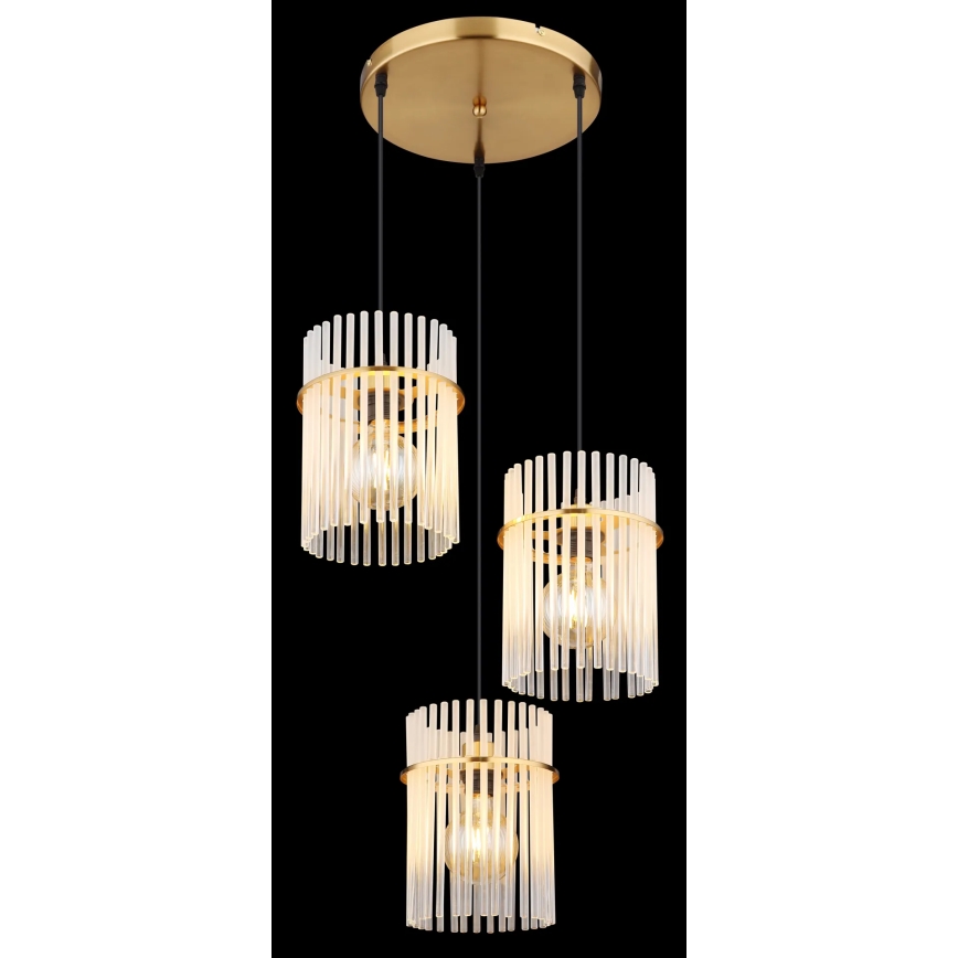Globo - Lámpara colgante 3xE27/60W/230V diá. 47 cm dorado