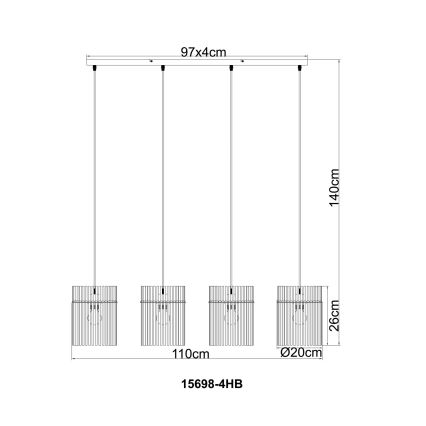 Globo - Lámpara colgante con cable 4xE27/60W/230V