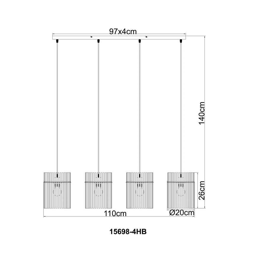 Globo - Lámpara colgante con cable 4xE27/60W/230V