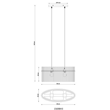 Globo - Lámpara colgante 2xE27/60W/230V negro