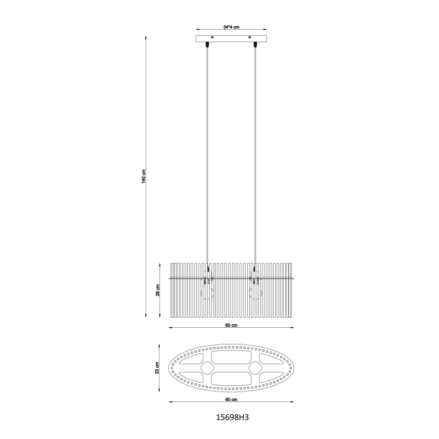 Globo - Lámpara colgante 2xE27/60W/230V negro