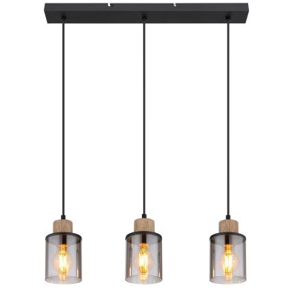 Globo - Lámpara colgante 3xE27/15W/230V roble