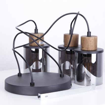 Globo - Lámpara colgante 3xE27/15W/230V diá. 27 cm roble