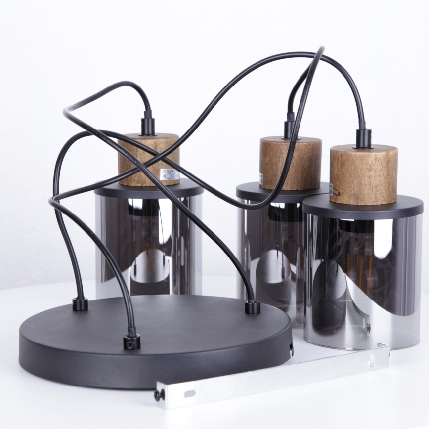 Globo - Lámpara colgante 3xE27/15W/230V diá. 27 cm roble