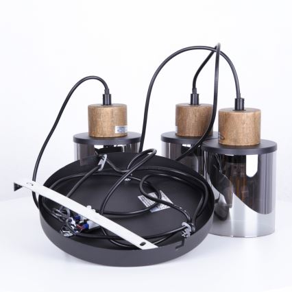 Globo - Lámpara colgante 3xE27/15W/230V diá. 27 cm roble