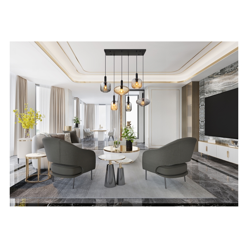 Globo - Lámpara colgante con cable 6xE27/60W/230V