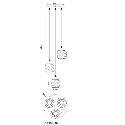 Globo - Lámpara colgante 3xE27/25W/230V