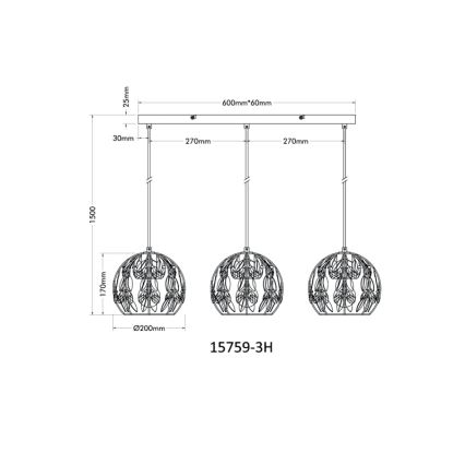 Globo - Lámpara colgante 3xE27/40W/230V