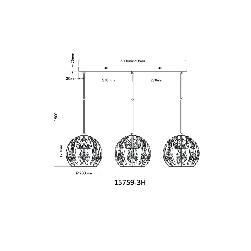 Globo - Lámpara colgante 3xE27/40W/230V