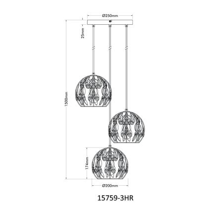 Globo - Lámpara colgante 3xE27/40W/230V diá. 41 cm