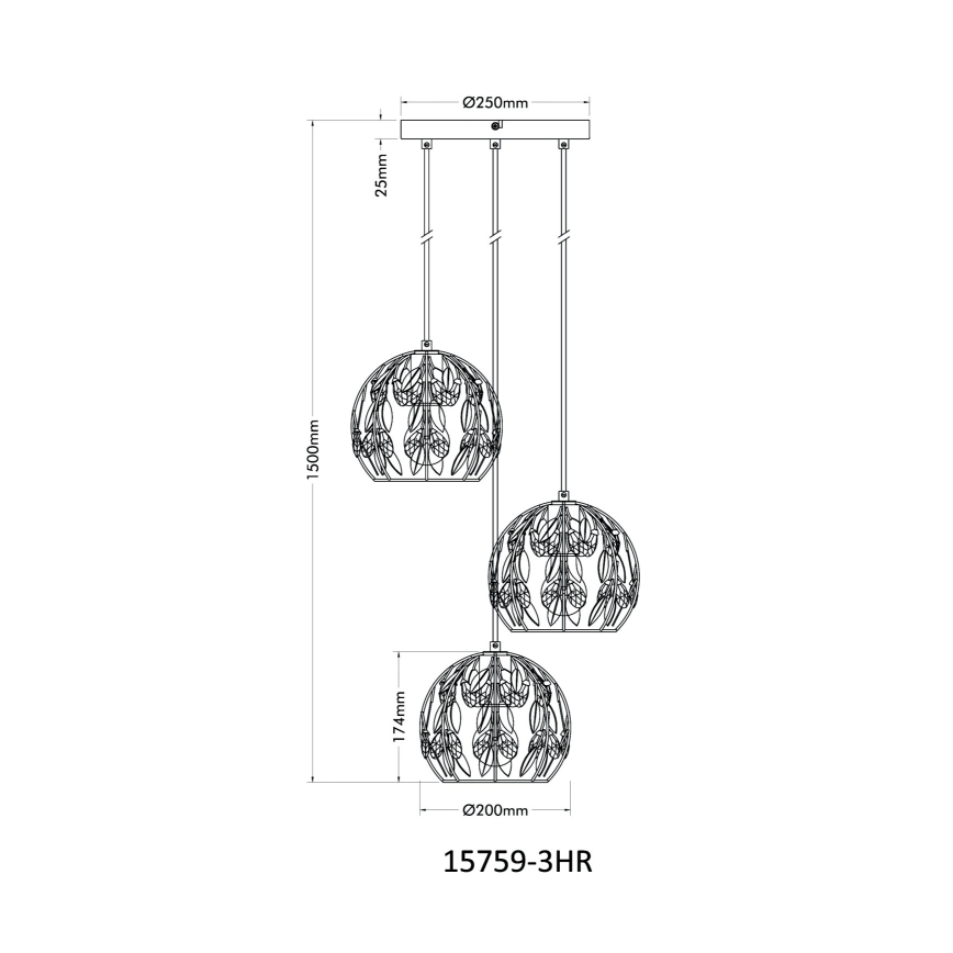 Globo - Lámpara colgante 3xE27/40W/230V diá. 41 cm