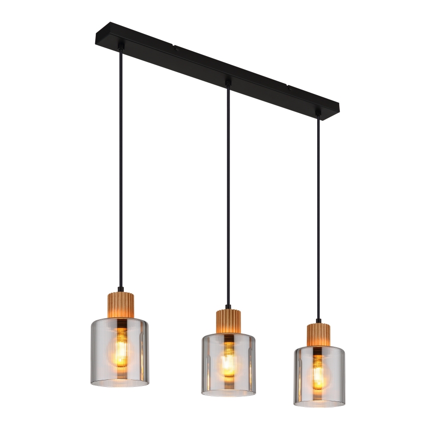 Globo - Lámpara colgante 3xE27/25W/230V negro