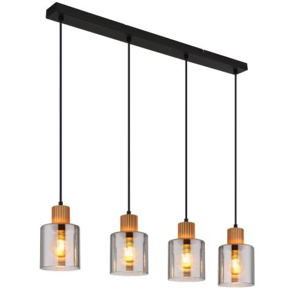 Globo - Lámpara colgante 4xE27/25W/230V negro