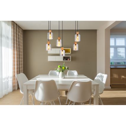 Globo - Lámpara colgante con cable 6xE27/25W/230V