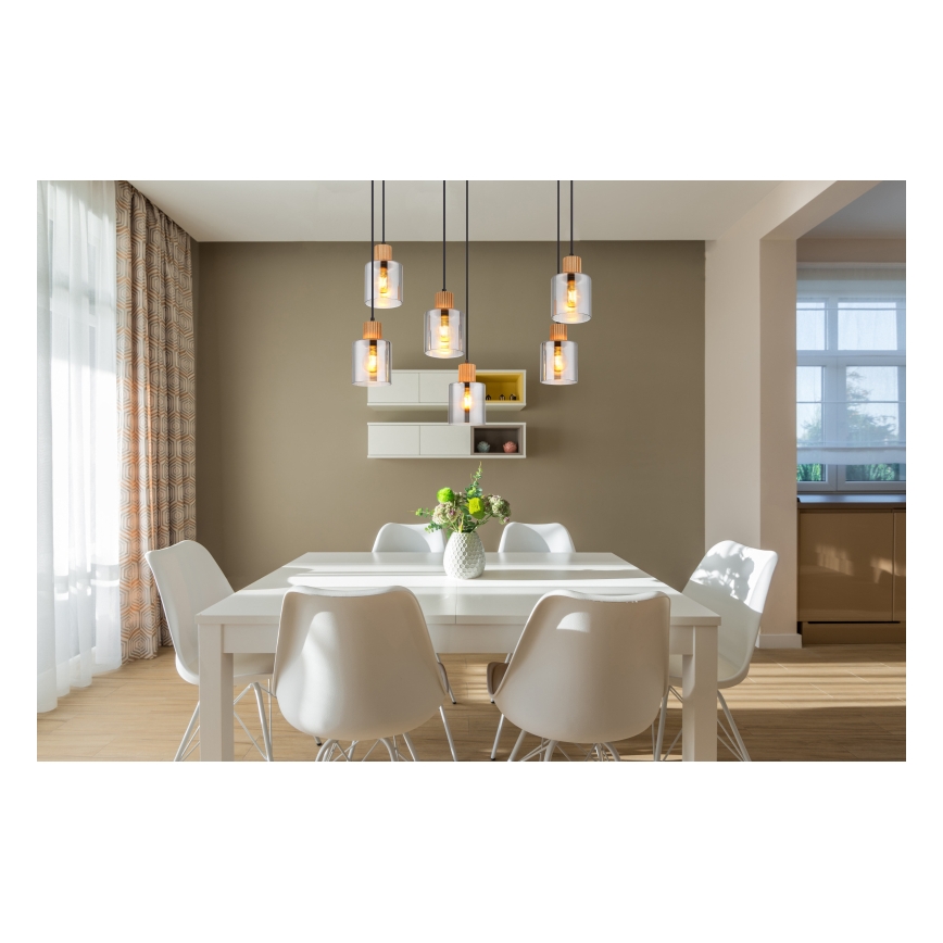 Globo - Lámpara colgante con cable 6xE27/25W/230V