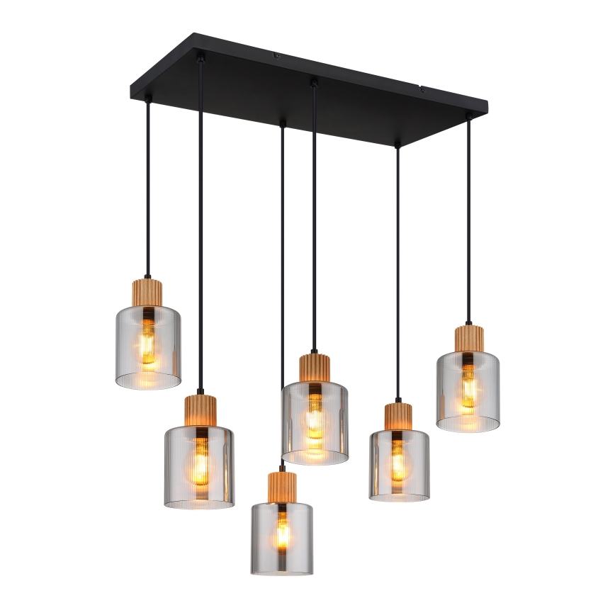 Globo - Lámpara colgante con cable 6xE27/25W/230V