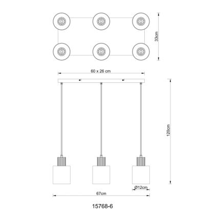 Globo - Lámpara colgante con cable 6xE27/25W/230V