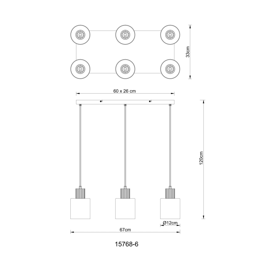 Globo - Lámpara colgante con cable 6xE27/25W/230V