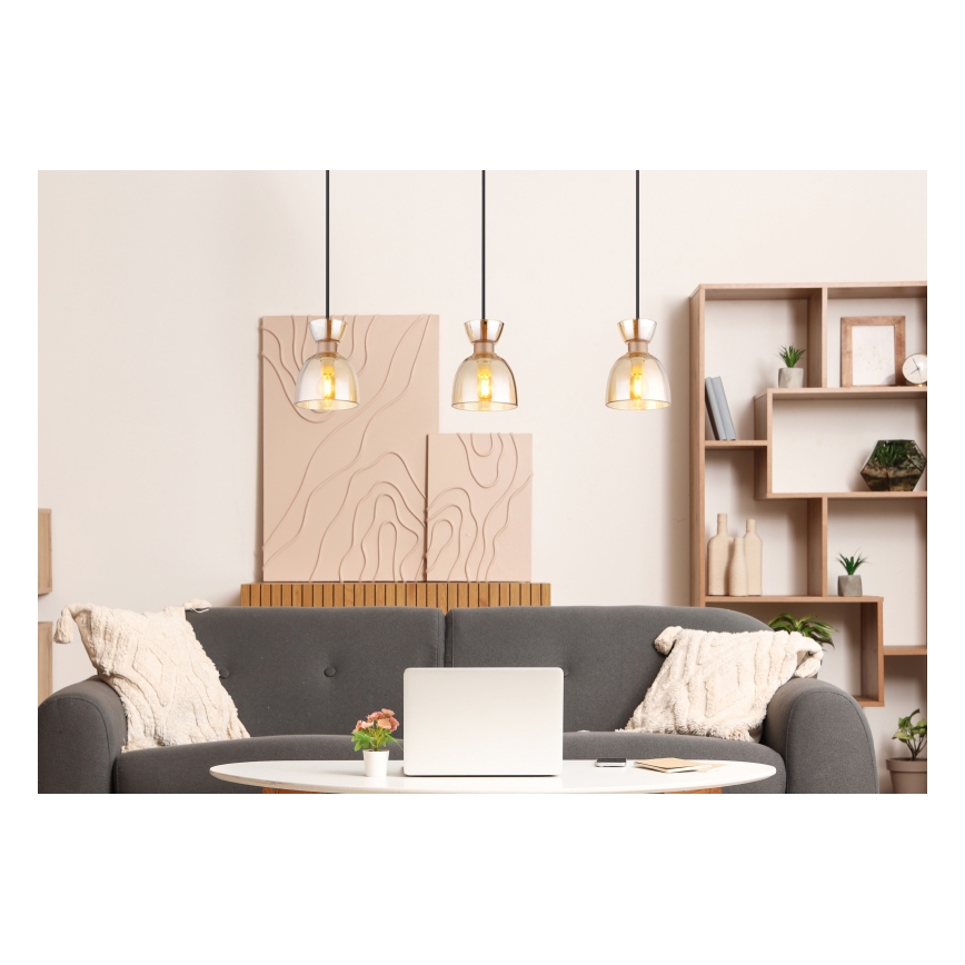 Globo - Lámpara colgante 3xE14/40W/230V marrón/ahumado