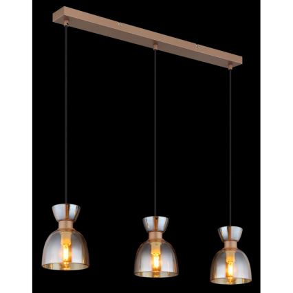 Globo - Lámpara colgante 3xE14/40W/230V marrón/ahumado