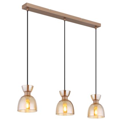 Globo - Lámpara colgante 3xE14/40W/230V marrón/ahumado