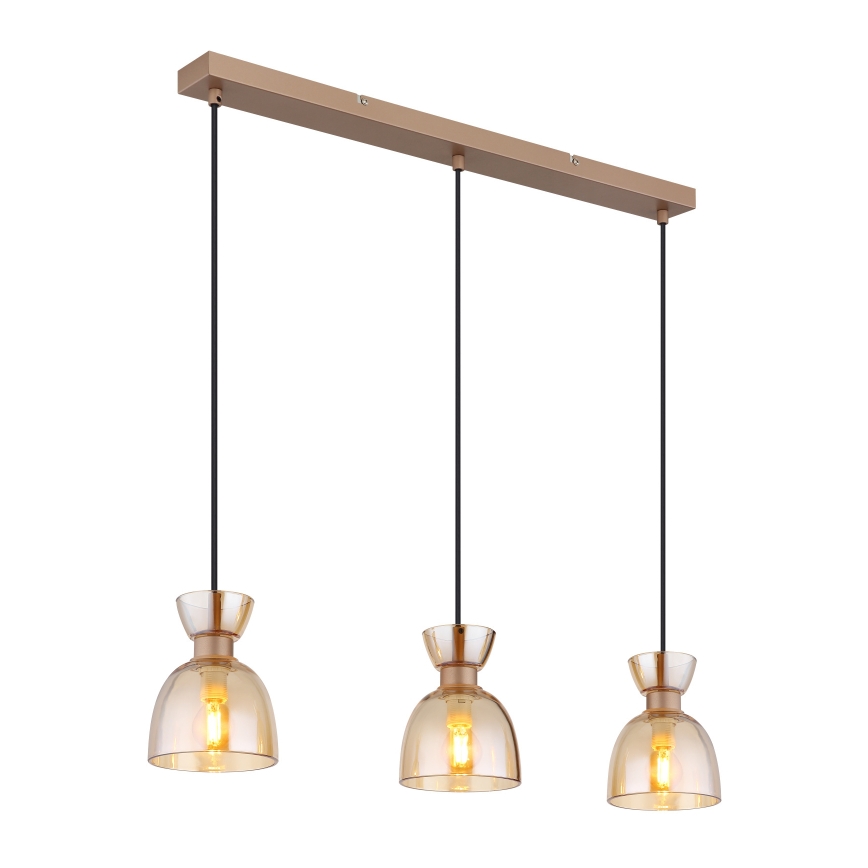 Globo - Lámpara colgante 3xE14/40W/230V marrón/ahumado