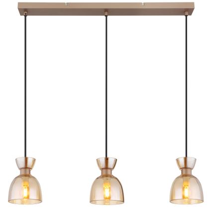 Globo - Lámpara colgante 3xE14/40W/230V marrón/ahumado