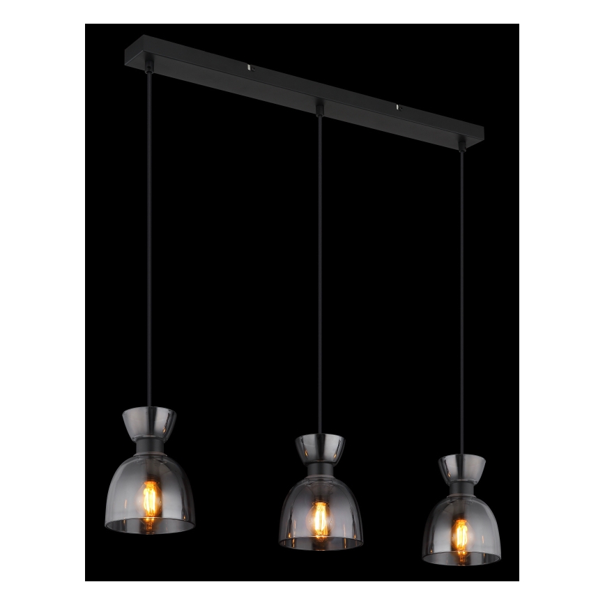 Globo - Lámpara colgante 3xE14/40W/230V negro/ahumado