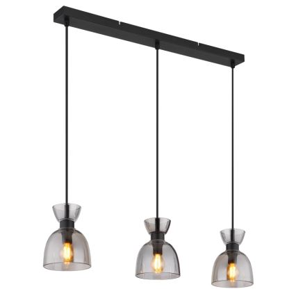 Globo - Lámpara colgante 3xE14/40W/230V negro/ahumado