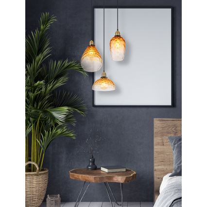 Globo - Lámpara colgante 3xE27/60W/230V diá. 46 cm naranja