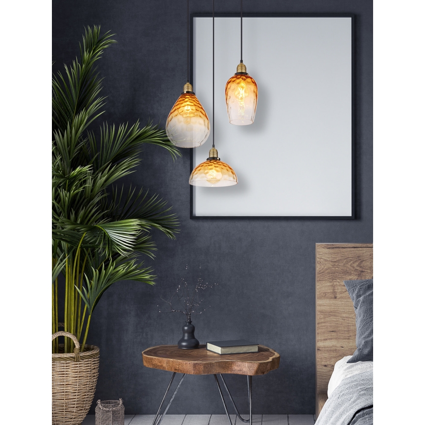 Globo - Lámpara colgante 3xE27/60W/230V diá. 46 cm naranja