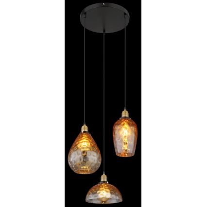 Globo - Lámpara colgante 3xE27/60W/230V diá. 46 cm naranja