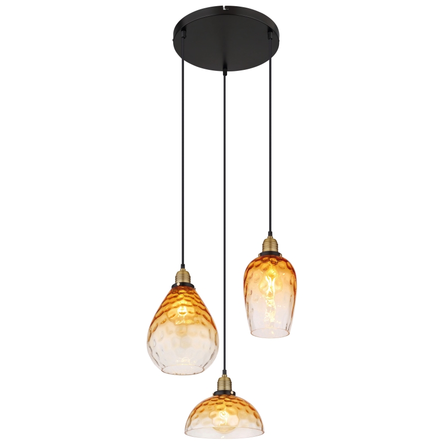 Globo - Lámpara colgante 3xE27/60W/230V diá. 46 cm naranja