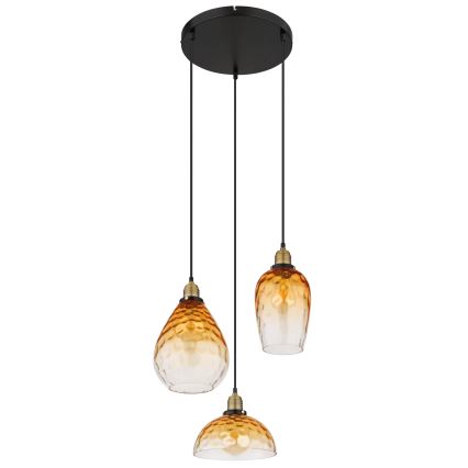 Globo - Lámpara colgante 3xE27/60W/230V diá. 46 cm naranja