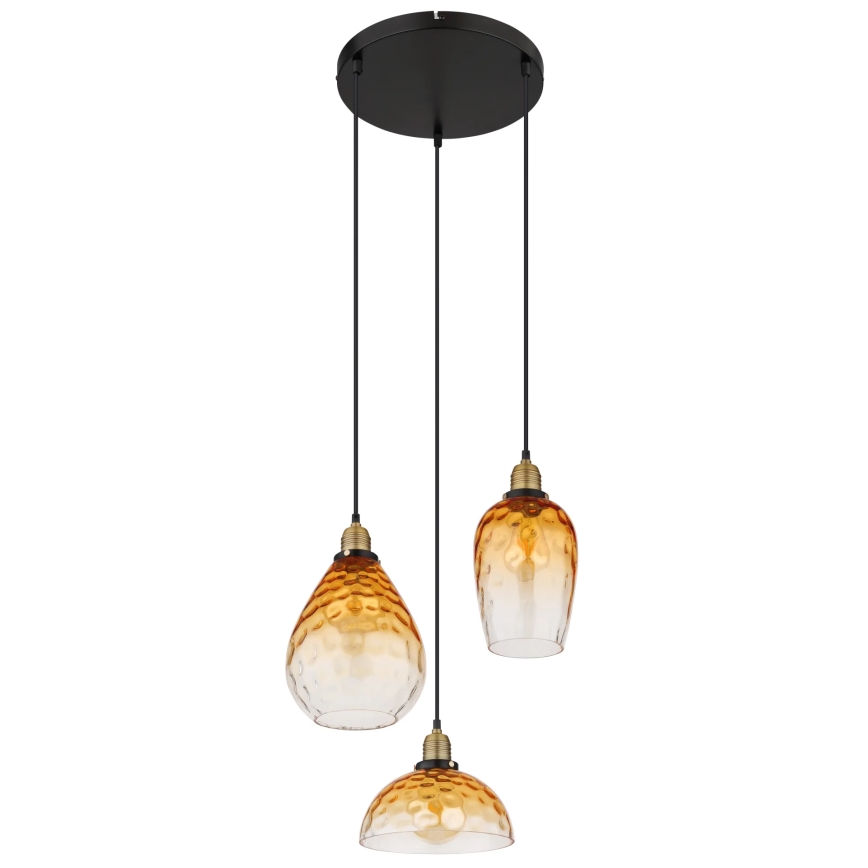 Globo - Lámpara colgante 3xE27/60W/230V diá. 46 cm naranja