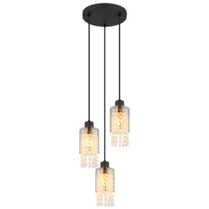 Globo - Lámpara colgante 3xE27/40W/230V diá. 25 cm negro