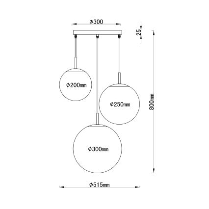 Globo - Lámpara colgante con cable 3xE27/60W/230V