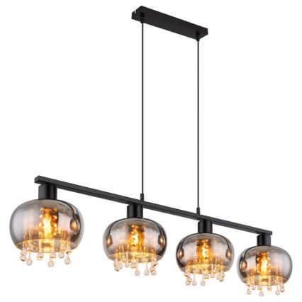 Globo - Lámpara colgante 4xE27/9W/230V negro
