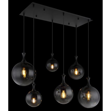 Globo - Lámpara colgante 6xE27/10W/230V negro