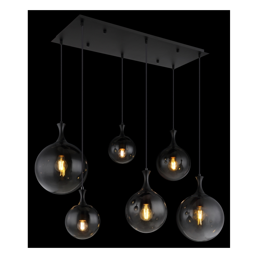 Globo - Lámpara colgante 6xE27/10W/230V negro