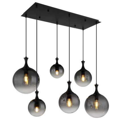 Globo - Lámpara colgante 6xE27/10W/230V negro