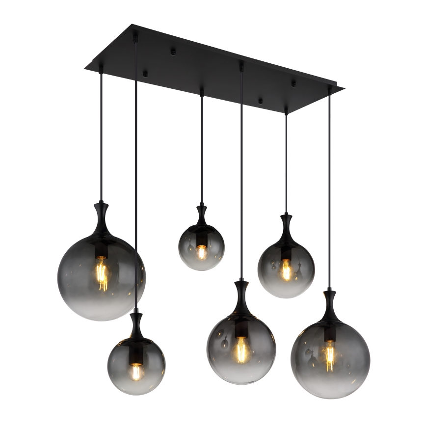 Globo - Lámpara colgante 6xE27/10W/230V negro