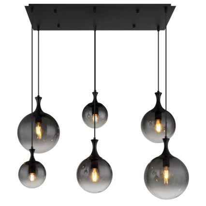 Globo - Lámpara colgante 6xE27/10W/230V negro